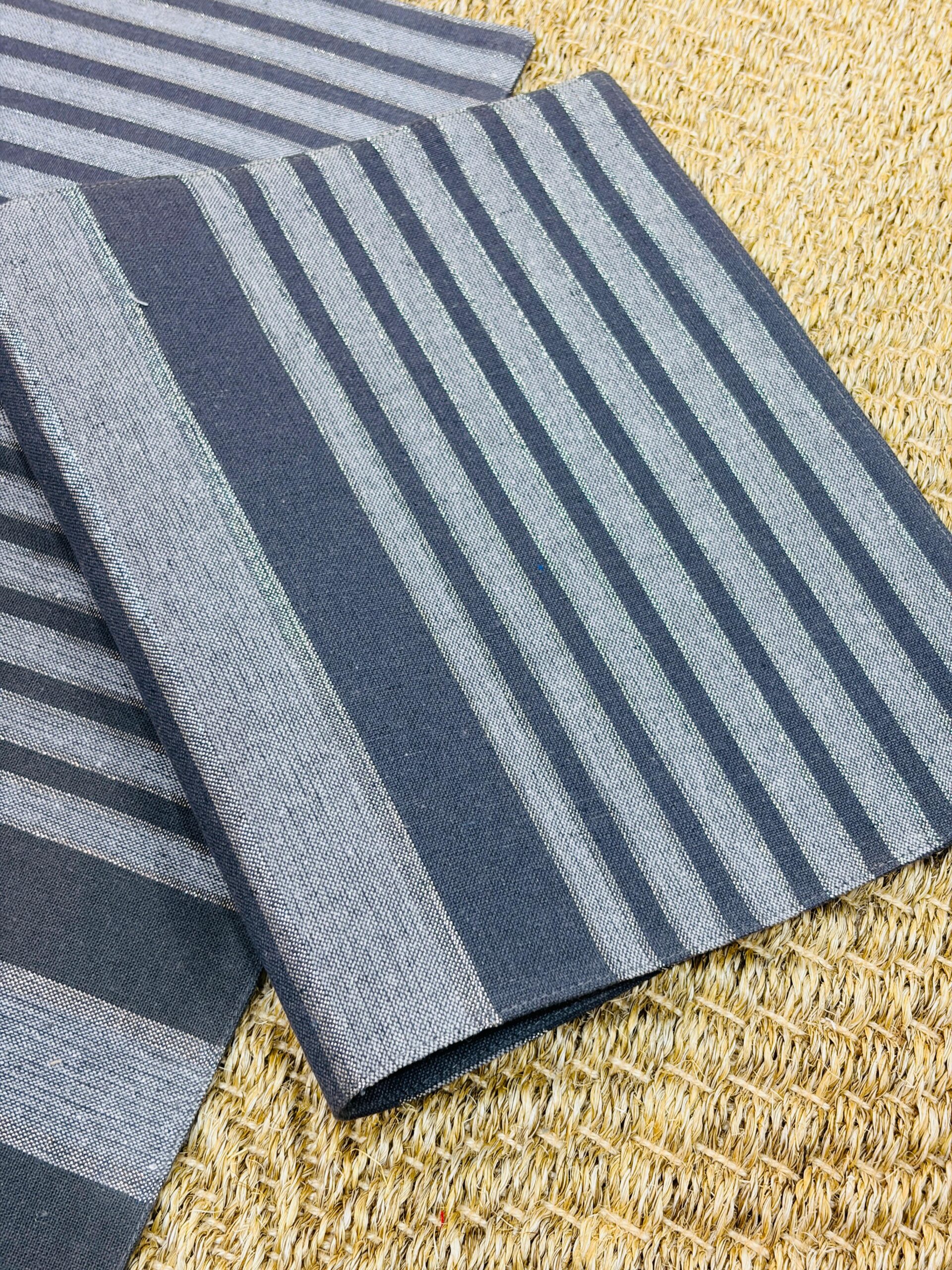 Contemporary Linear Navy Placemat Set - Image 2
