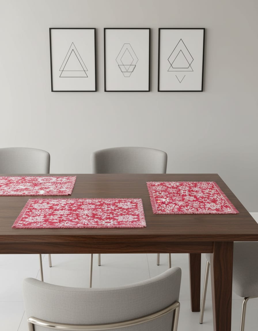Snowflake Bliss Pink Table Placemat - Image 2