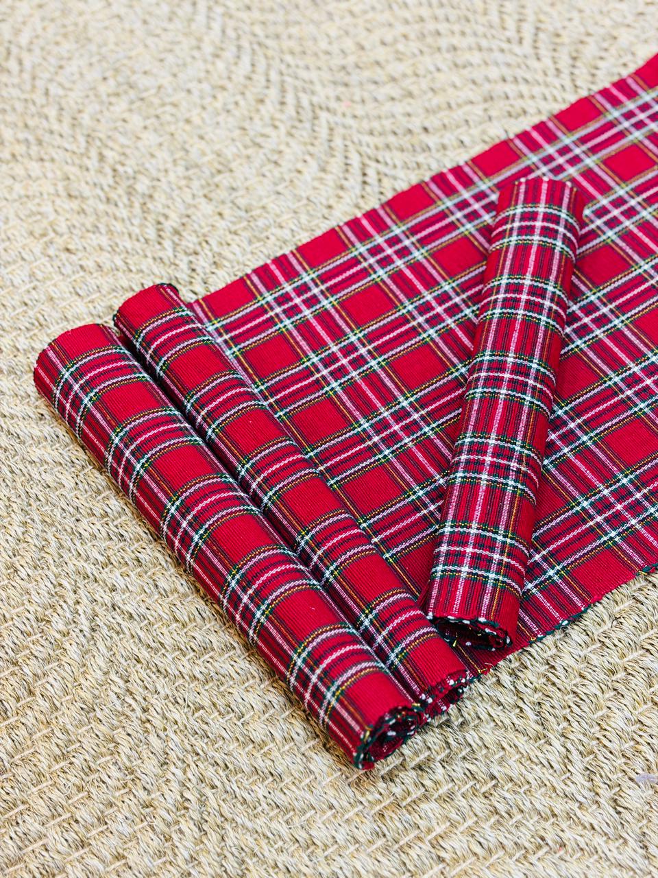Classic Red Plaid Woven Table Mats - Image 2