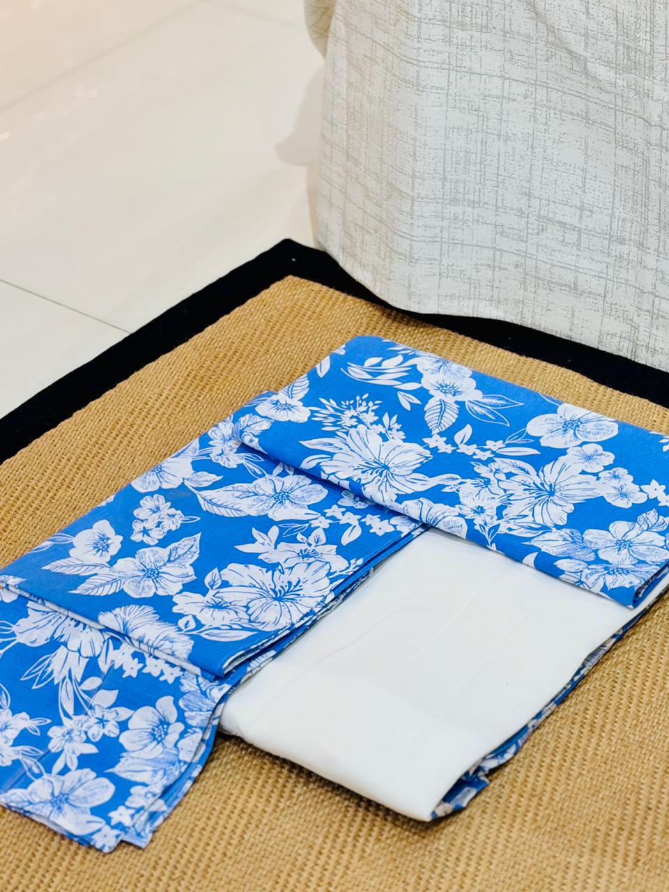 Azure Bloom Floral Bedsheet Set - Image 2