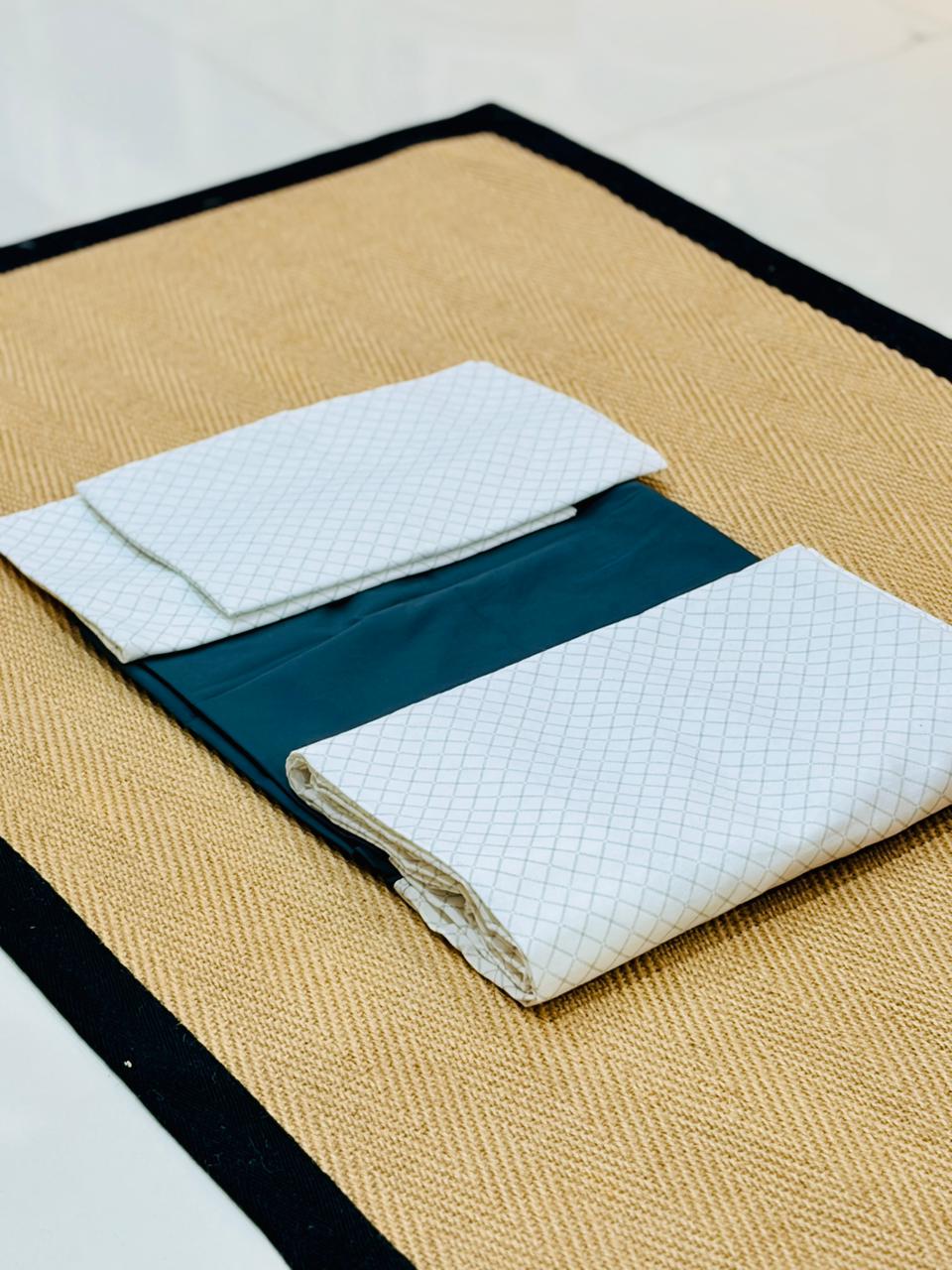Teal Grid Elegance Bedsheet Set - Image 2