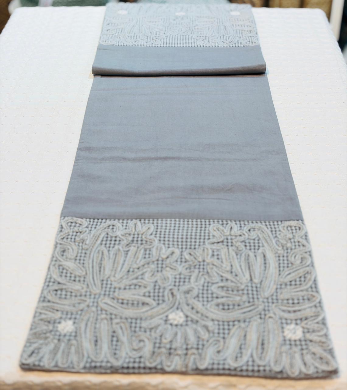 Elegant Grey Embroidered Table Runner - Image 2