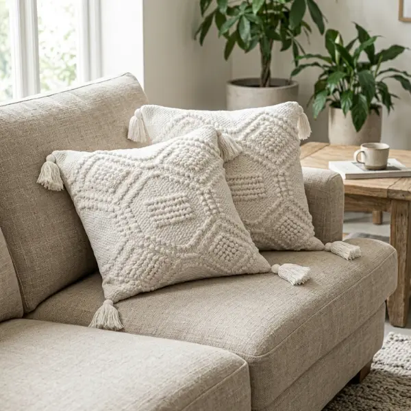 Textured Tassel Cushion Cover - Image 4