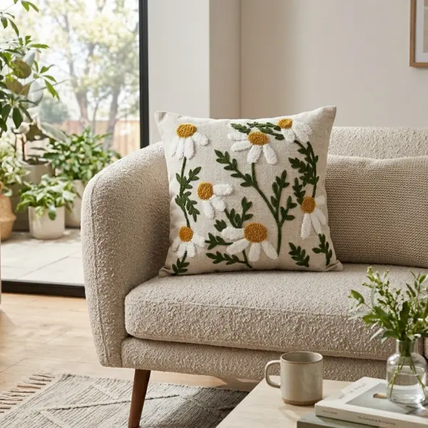 Daisy Floral Cushion Cover - Image 2