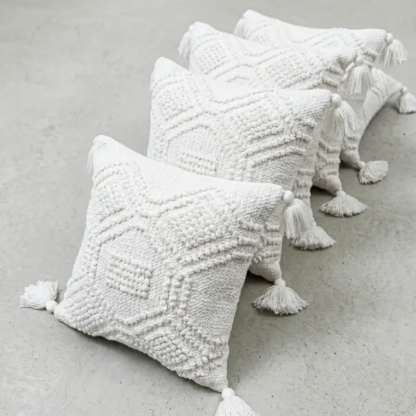 Textured Tassel Cushion Cover - Image 3