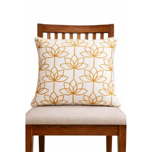 Golden Lotus Printed Cushion Cover