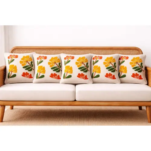 Sun Bloom Floral Cushion Cover Set