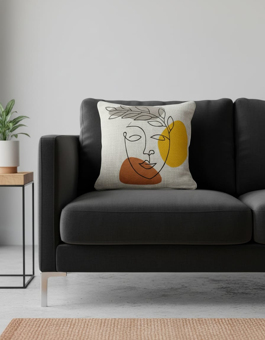 Abstract Face Art Cushion Cover - Image 3
