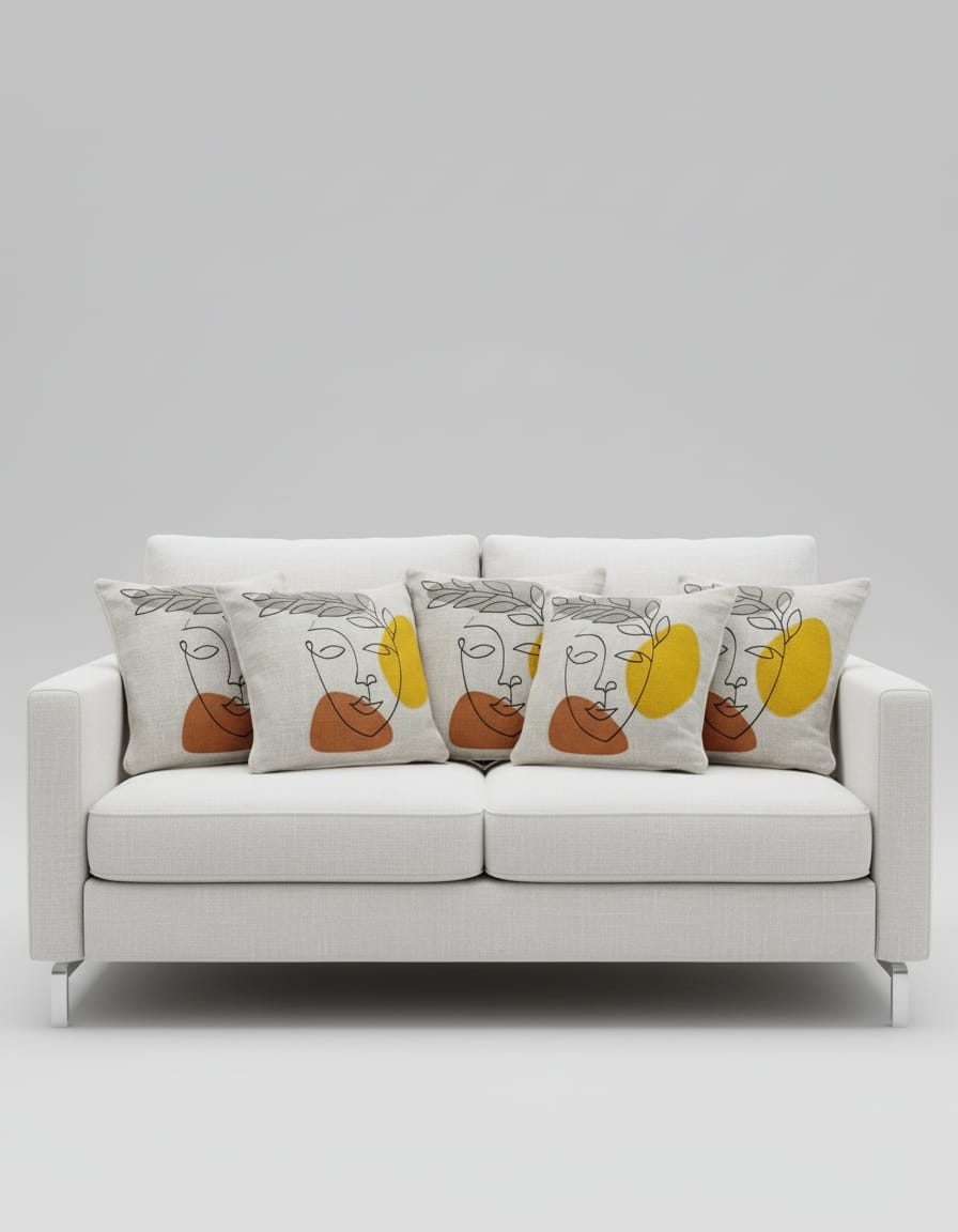Abstract Face Art Cushion Cover - Image 2
