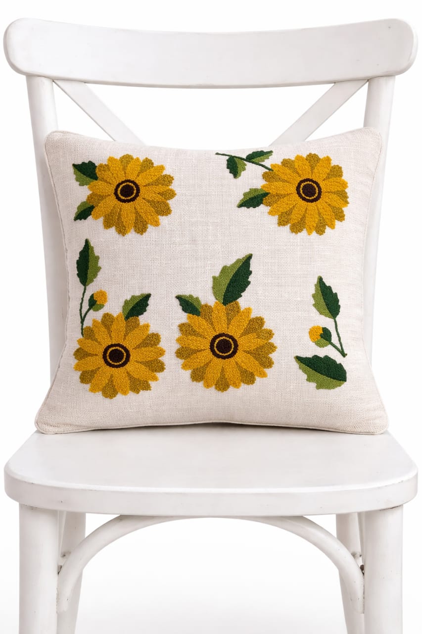 Golden Sunflower Charm Cushion Cover - Image 3